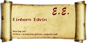 Einhorn Edvin névjegykártya